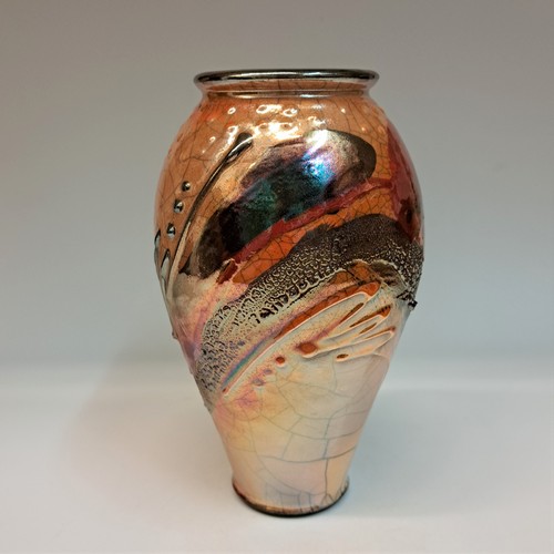 Click to view detail for #230752 Raku Glitter Pot $32